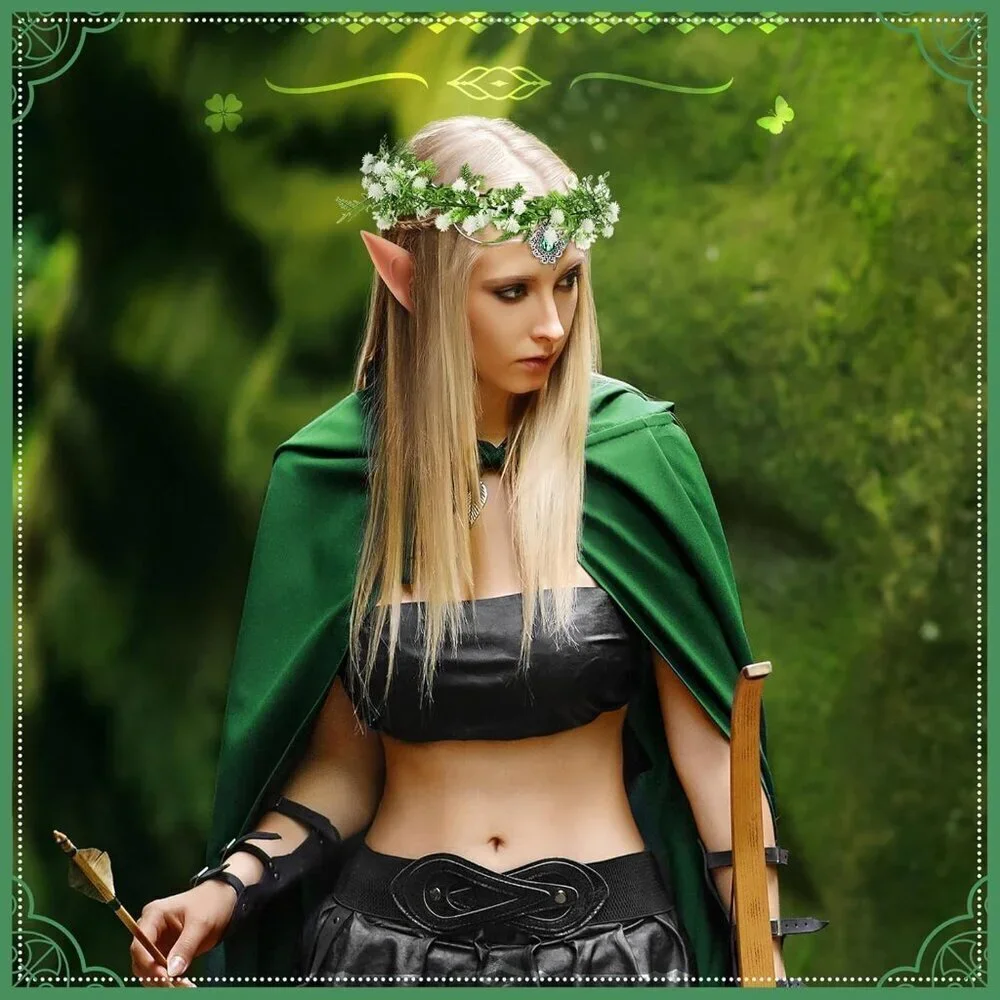 Fairy Elf Costume Accessories Set Woodland Ears Vines Headpiece Jewelry